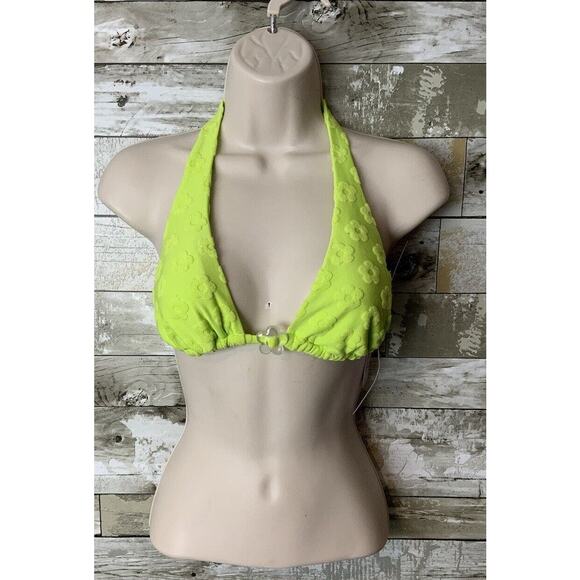 Wild Fable Womens Lime Neon Bikini String Tie Swimsuit Top Size S(4/6) - Picture 1 of 3